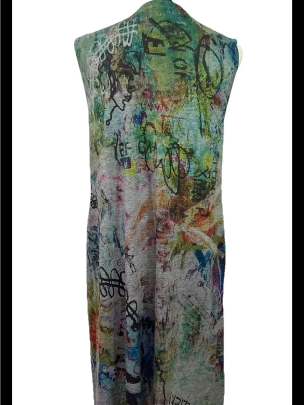 Inoah Dress Midi Jersey Knit Pop Art Artsy Made USA Festival Sz M Graffiti - Picture 2 of 10
